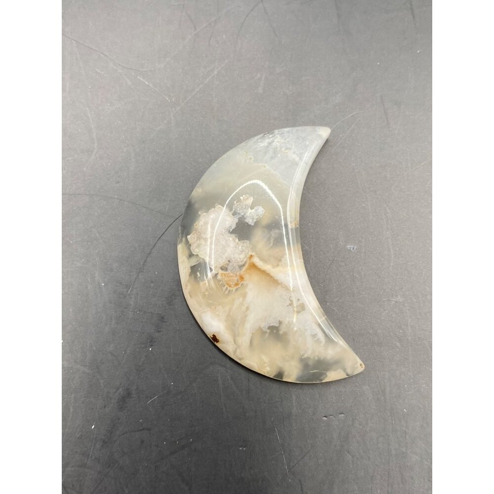 Natural agate crescent moon stone